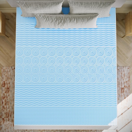 Flash Furniture Capri Comfortable Sleep 2-in Cooling Gel Infused 5-Zone California King Memory Foam Mattress Topper HLC-5ZONE-CALKING-2-GG